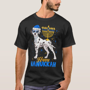 T-shirt Chien de Dalmatie juive Menorah heureux Hanoukka C
