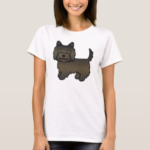 T-shirt Chien de dessin animé Cairn Terrier Bringé foncé
