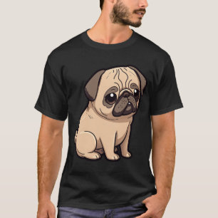 T-shirt Chien de dessin animé Kawaii Pug