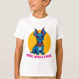 T-shirt Chien de dessin animé mignon avec collier