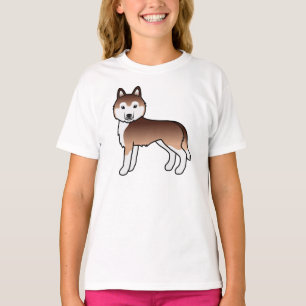 T-Shirt Chien de Dessin Animé Mignon Husky Sibérie