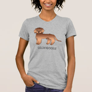 T-shirt Chien de dessin animé Mini Goldendoodle rouge & Te