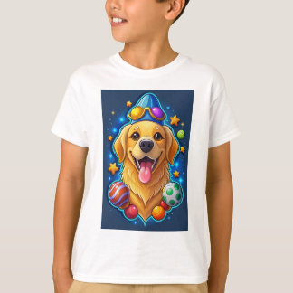 T-shirt Chien de dessin animé Retriever doré heureux
