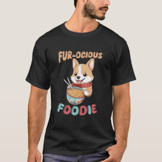 T-shirt Chien de gourmand Fur-ocious mangeant des nouilles