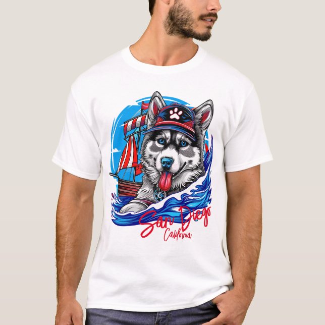 T-shirt Chien de malamut Husky du Maritime Patriotique, Sa (Devant)