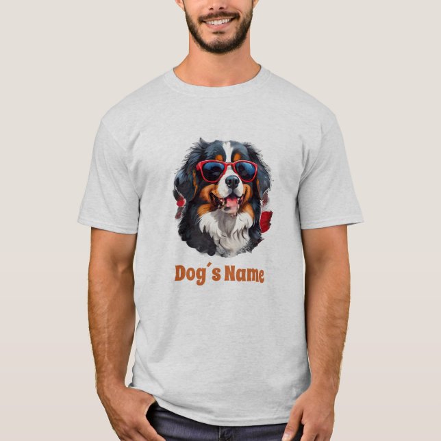 T-shirt Chien de Montagne Bernese cool avec lunettes de so (Devant)