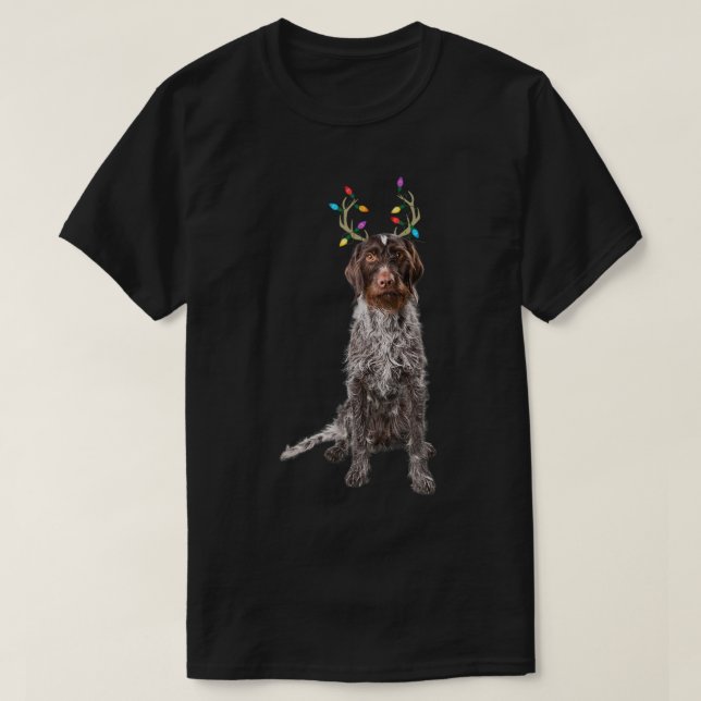T-shirt Chien de Noël allemand À poils durs Pointer Reinde (Design devant)