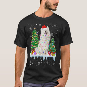 T-shirt Chien de Noël américain Eskimo Lumières Arbre Chie