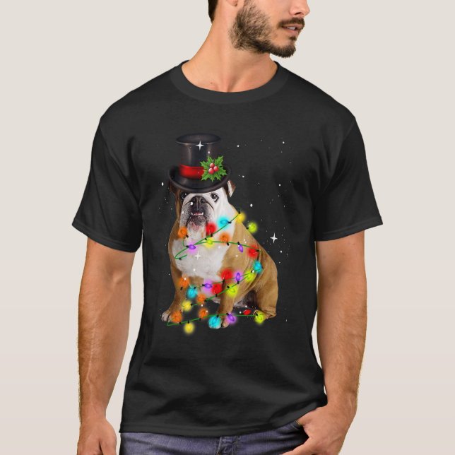 T-shirt Chien de Noël Anglais Père Noël Illuminations Noël (Devant)
