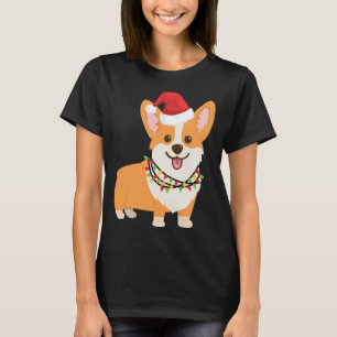 T-shirt Chien de Noël Corgi avec chapeau de Noël et L de N