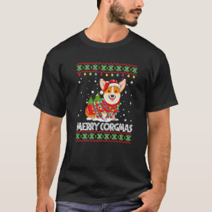 T-shirt Chien de Noël Corgi Lumières Joyeux Corgmas Pull d