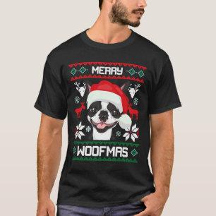 T-shirt Chien de Noël de Boston Terrier Merry Woofmas