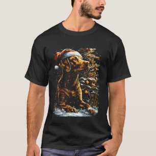 T-shirt Chien de Noël Labrador Retriever Chapeau de Père N