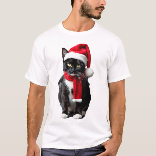 T-shirt Chien de Noël laid Chapeau et écharpe de Père Noël