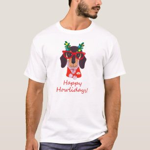 T-shirt Chien de Noël mignon Howlidays Doxie Dachshund Drô