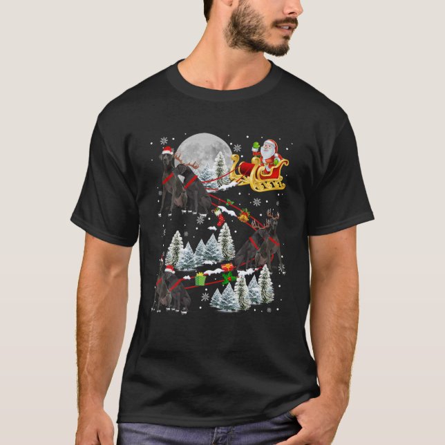 T-shirt Chien de Noël Père Noël Sledge de Noël (Devant)