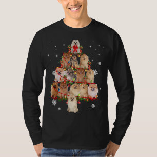 T-shirt Chien de Poméranie feux de Noël Chien drôle Xma
