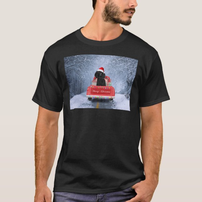T-shirt Chien De Poodle En Neige Assis Dans Le Camion De N (Devant)