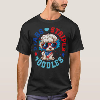 T-shirt Chien De Poodle Patriotique Pour 4 juillet Célébra