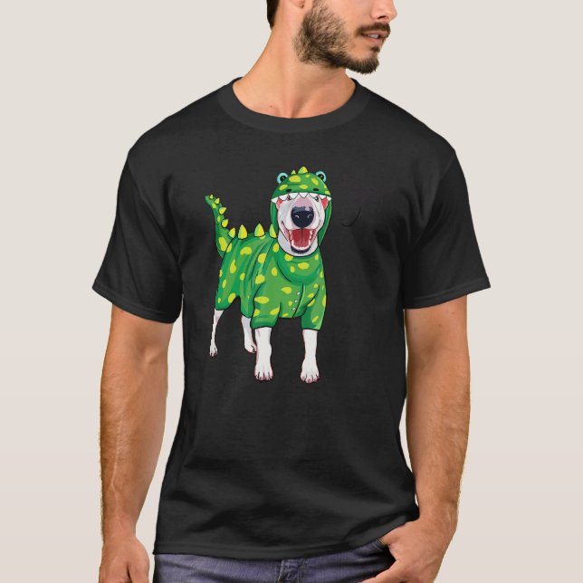 T-shirt Chien de Rawr Bull Terrier Dinosaur (Devant)