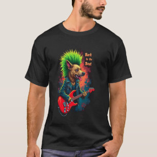 T-shirt Chien de rock punk avec mohawk drôle qui aboie au