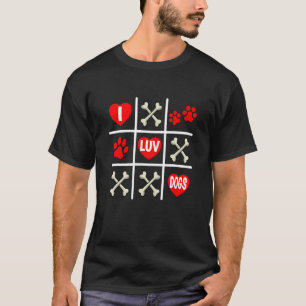 T-shirt Chien de Saint Valentin Papa Maman Tic Tac Toe I L