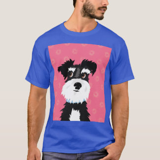 T-shirt Chien de Schnauzer noir et blanc avec rose