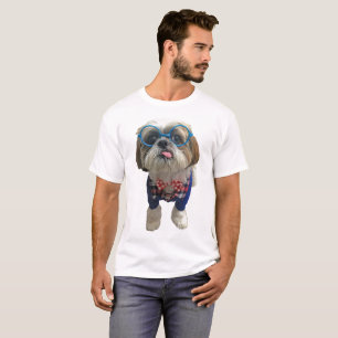 T-shirt Chien de Shih Tzu de hippie