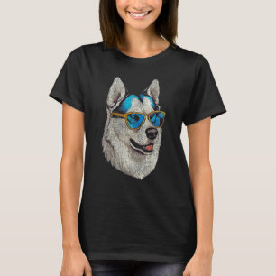 T-shirt Chien de Sibérie drôle drôle portant des lunettes