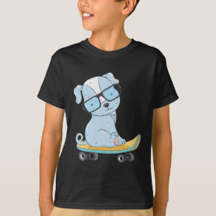 T-shirt Chien de skateboard Chiot Drôle Skateboard Chien M