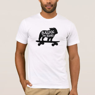 T-shirt Chien de Skateboard Silhouette   Bulldog à bord