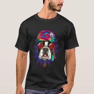 T-shirt Chien de taule français Hippie Tee Symbole de Paix