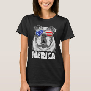 T-shirt Chien de taureau anglais 4 juillet Merica Hommes F