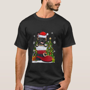 T-shirt Chien de taureau français dans la chaussure Santa 