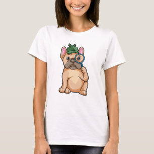 T-shirt Chien de taureau français en détective avec du ver