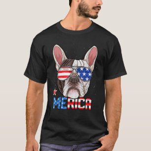 T-shirt Chien de taureau français Merica 4 juillet Hommes