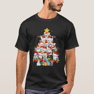 T-shirt Chien de taureau français Santa Claus Joyeux feu d