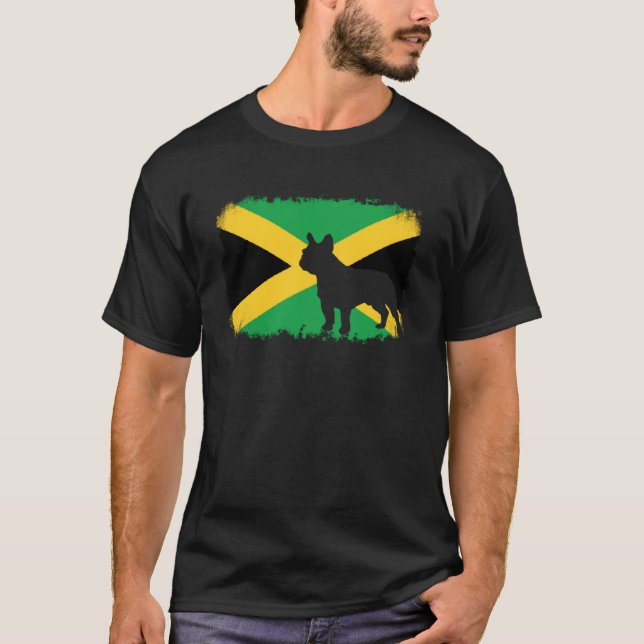 T-shirt Chien de taureau jamaïcain drapeau jamaïcain frenc (Devant)