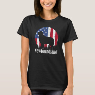 T-shirt Chien de Terre-Neuve Drapeau Américain Fierté du 4