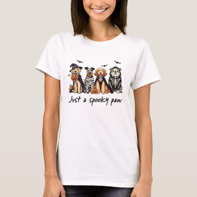 T-shirt Chien d'Halloween à Paw Cute Éffrayant (Devant)