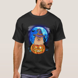 T-shirt Chien d'Halloween Citrouille de la lune de sorcièr