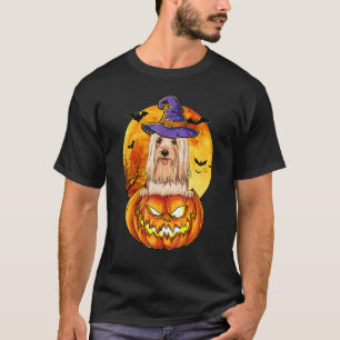 T-shirt Chien d'Halloween Citrouille Lhasa Apso