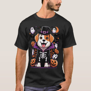 T-shirt Chien d'Halloween éffrayant en costume squelette