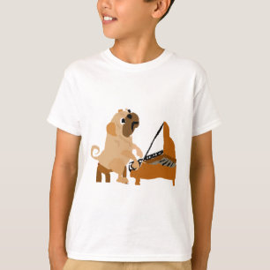 T-shirt Chien drôle de carlin jouant le piano