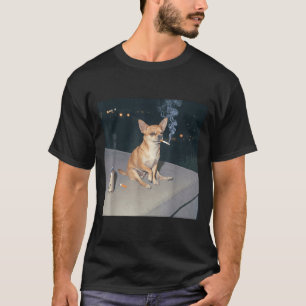 T-shirt Chien drôle fumant chihuahua mème cigarette bière 