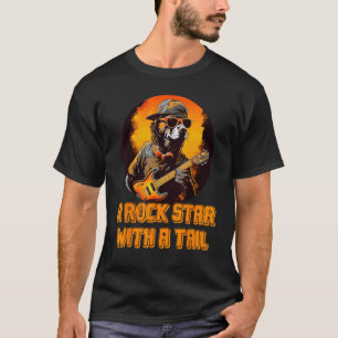 T-shirt Chien Drôle Groupe de Rock avec Guitares et Musiqu
