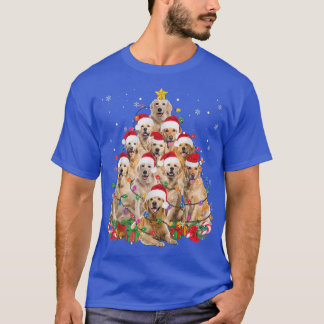 T-shirt Chien drôle Retriever doré Noël Lumières Arbre Chi