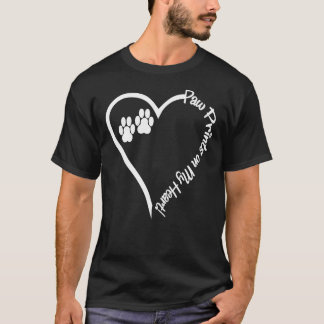 T-shirt Chien Empreintes de pattes Animaux Sur Mon Coeur T