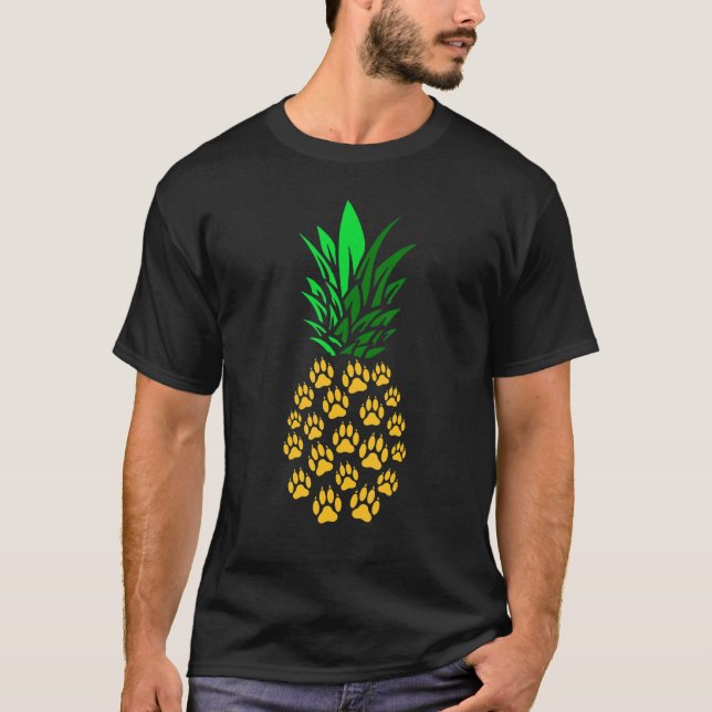 T-shirt Chien Empreintes de pattes d'ananas (Devant)