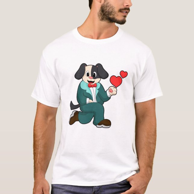 T-shirt Chien en chambre avec costume et Cravate (Devant)